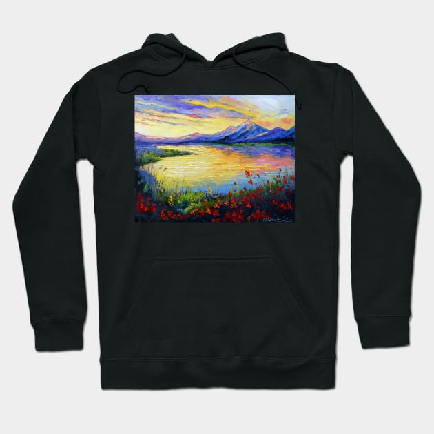 Flowers at the mountain lake Hoodie by OLHADARCHUKART